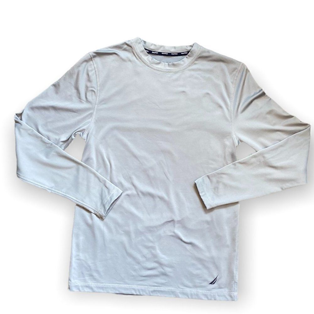 Nautica Mens Long Sleeve Gray Tee SZ M